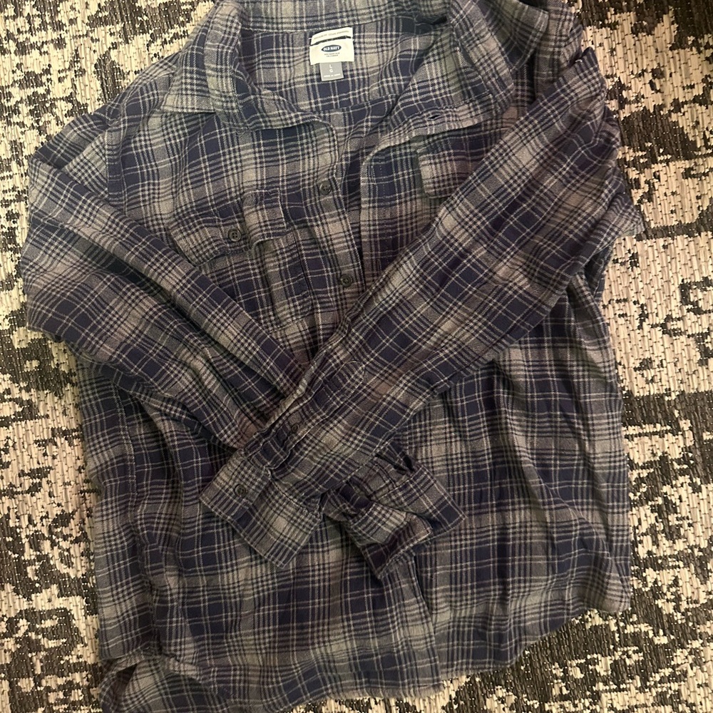 Old Navy Navy Plaid Men's Shirt